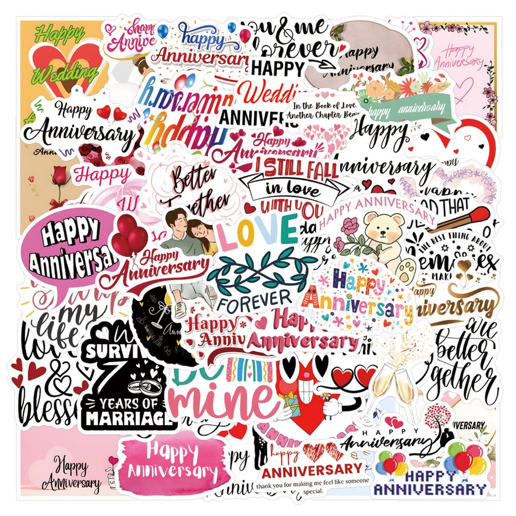 50 New Anniversary Graffiti Stickers Waterproof Suitcase Mobile Phone Skateboard Stickers