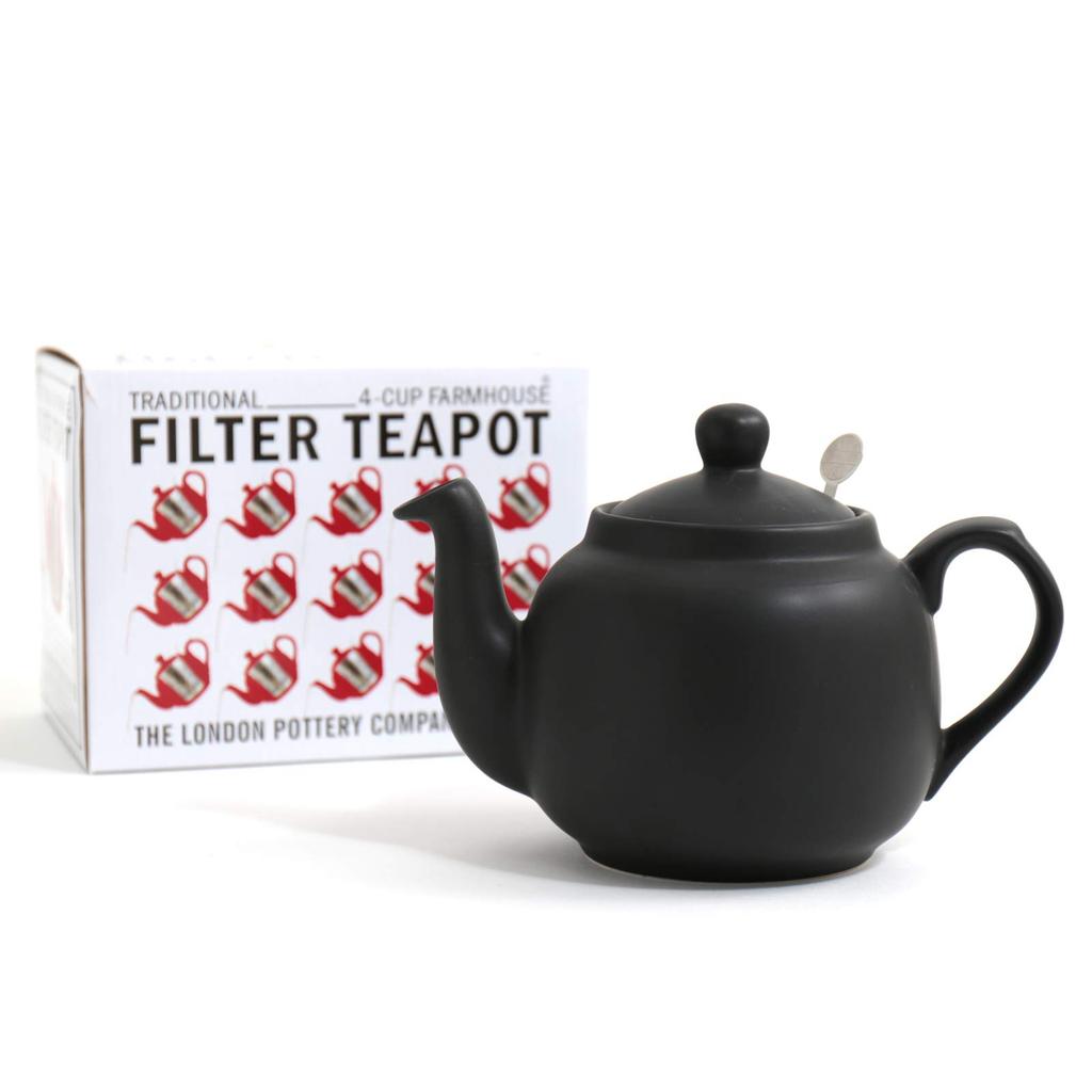 London Pottery Matte Black Teapot, 2 Cups, 550ml, British Brand, Tea