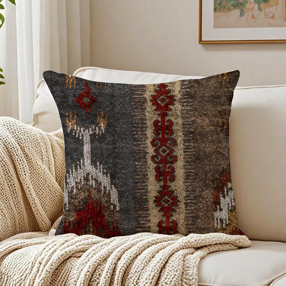 Moroccan Style Art Pillow Case Double-Sided Plush Sofa Cushion Covers Organic Breathable Invisible Zipper