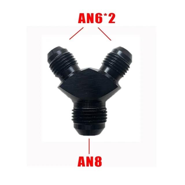 High Quality Y Block Adapter Fittings Adaptor AN4 AN6 AN8 AN10 Black Y Type Oil Pipe Joint Male Thread Fuel Hose Fitting