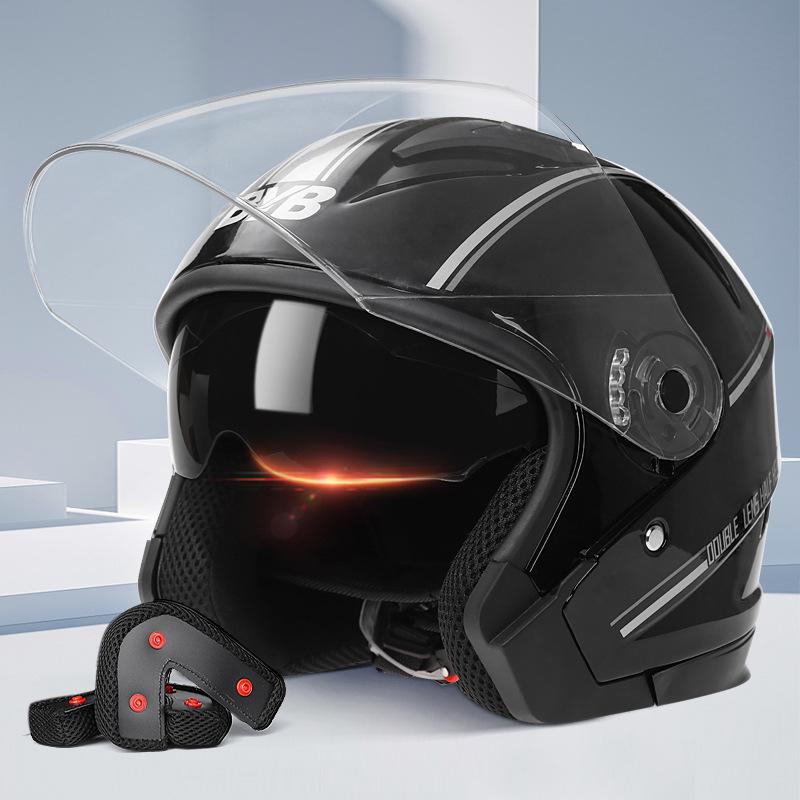 Dual Visor Ventilated Half Helmet for Men & Women – Electric Vehicle & Motorcycle Use