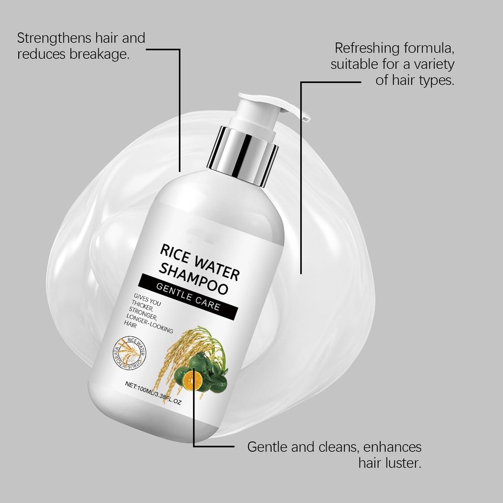 Reisshampoo, Kopfhautreinigung, Massage, feuchtigkeitsspendendes, feuchtigkeitsspendendes und glättendes Haar, pflegendes Shampoo