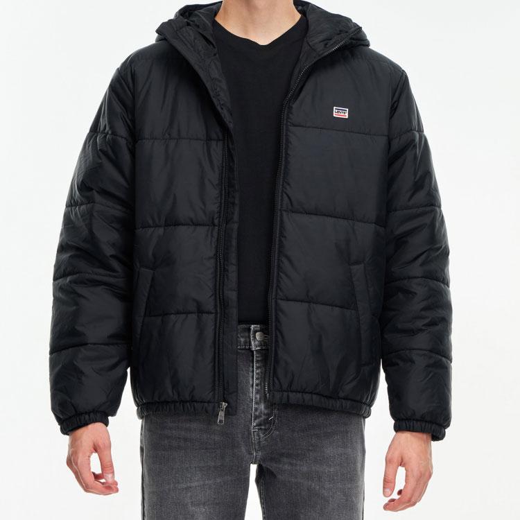 Levis Hooded Zip-Up Warm Cotton Jacket Men Jackets Black A4206-0000