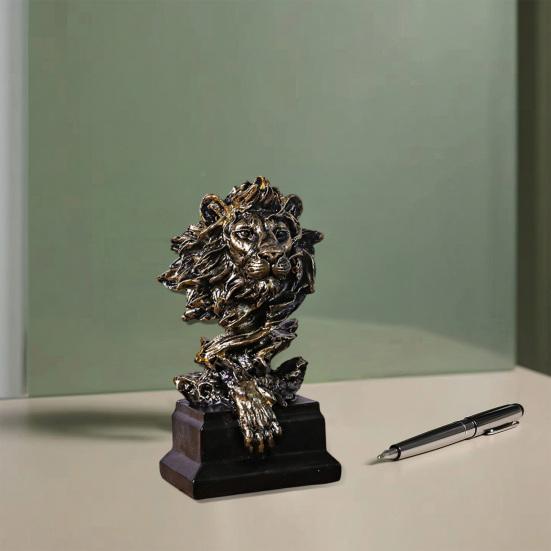 jijijing Lion Bust Statue, King of Beasts Figurine, Resin Animal Head Sculpture for Home Office Living Room Decor
