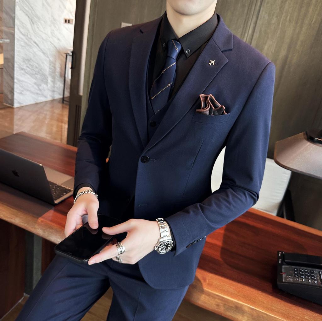 Spring Slim Fit Youth Suit Set - Men's Business Casual Plus Size Tuxedo