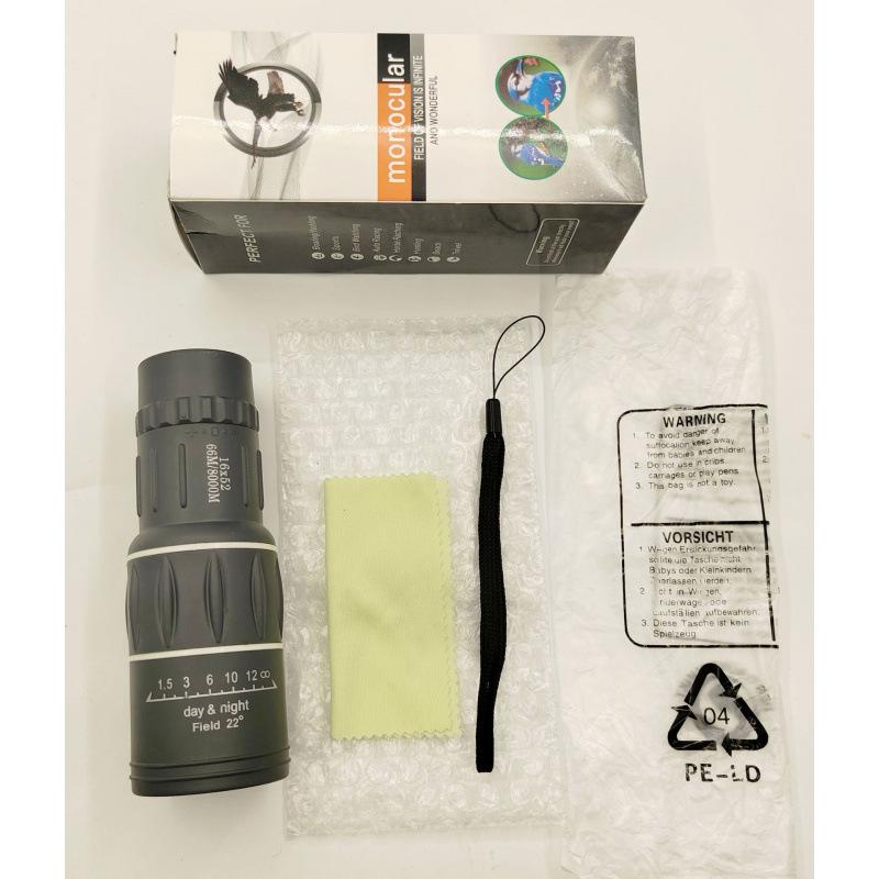 HD Monocular Telescope with High Magnification, Adjustable Low-Light Night Vision for Outdoor and Dual-Use with Mobile Phone Compatibility.