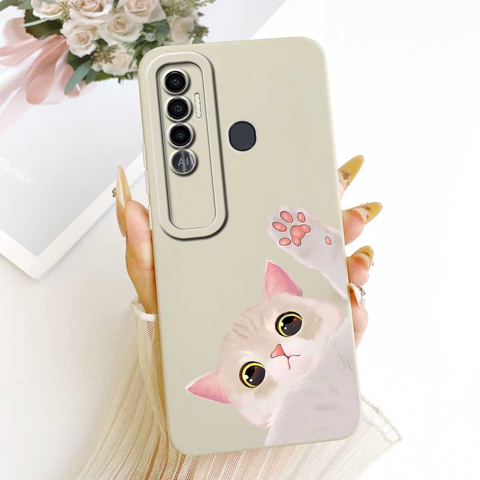 For Tecno Spark 7 Pro Case KF8 Fashion Flower Cat Soft Silicone Back Cover For Tecno Spark7 Spark 7 Pro Phone Case Bumper