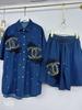 Stilvolles Damen-Zweiteiler-Denim-Set - Strickjacke & Shorts, Europäisch inspirierter lockerer Schnitt