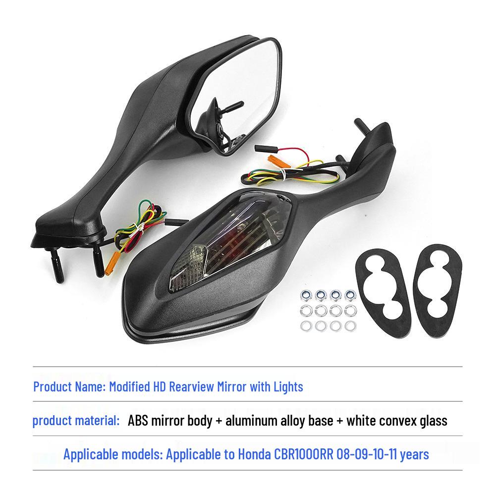 Foldable Motorcycle Rearview Mirrors with Turn Signal for Honda CBR1000RR (2008-2016)