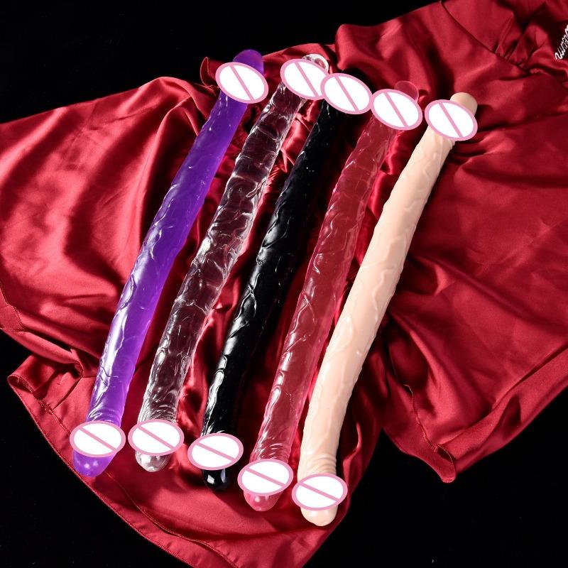 Adult Supplies Sex Toy Double Ended Realistic Dildo Flexible Jelly Dildos Penis Cock Anal Butt Plug Massager G-spot Stimulation