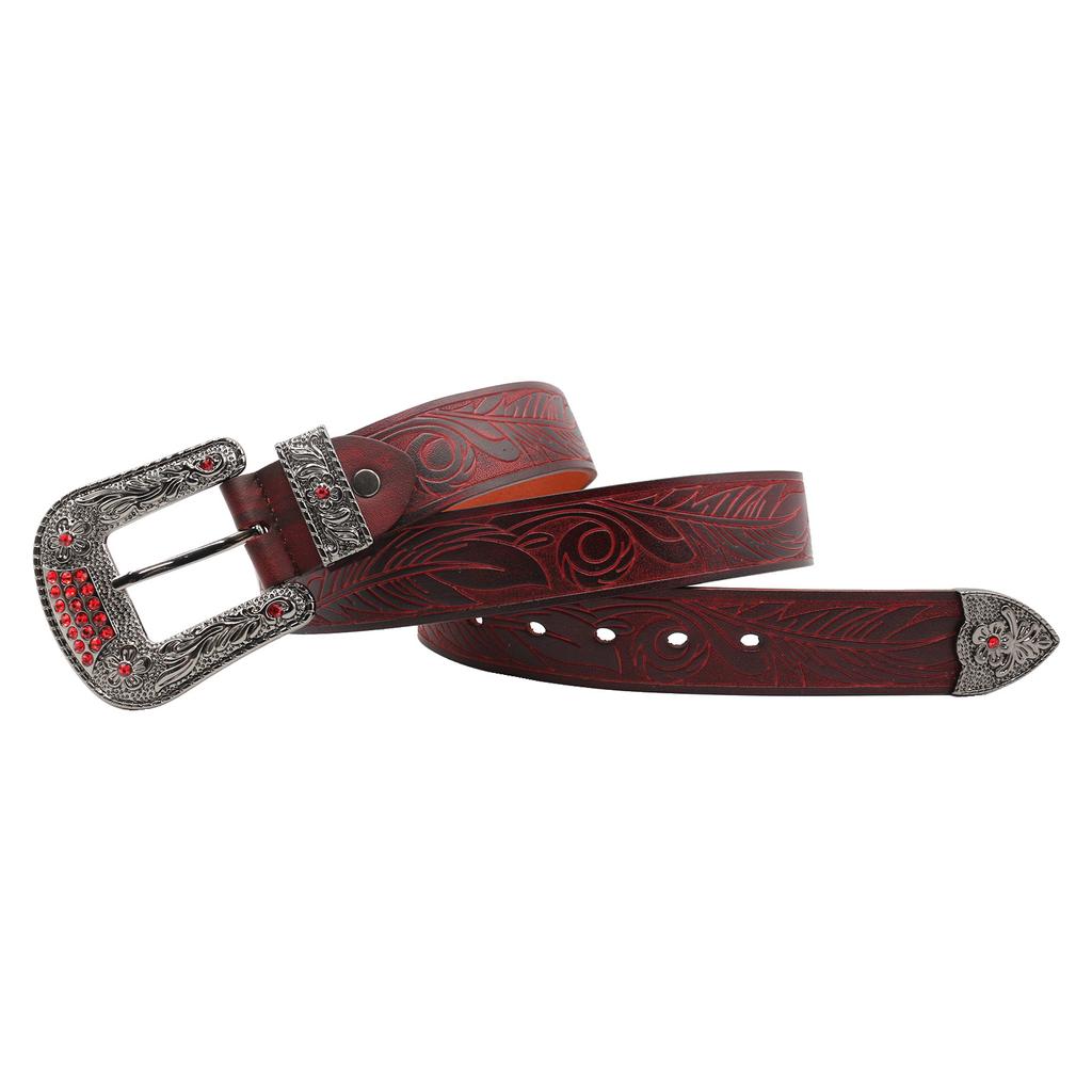 Retro Tang Turf Carved Belt Head Layer Yellow Cowhide Belt Three-dimensional Carved Vegetable Tanned Leather Belt Genuine Leather Pattern Embossed