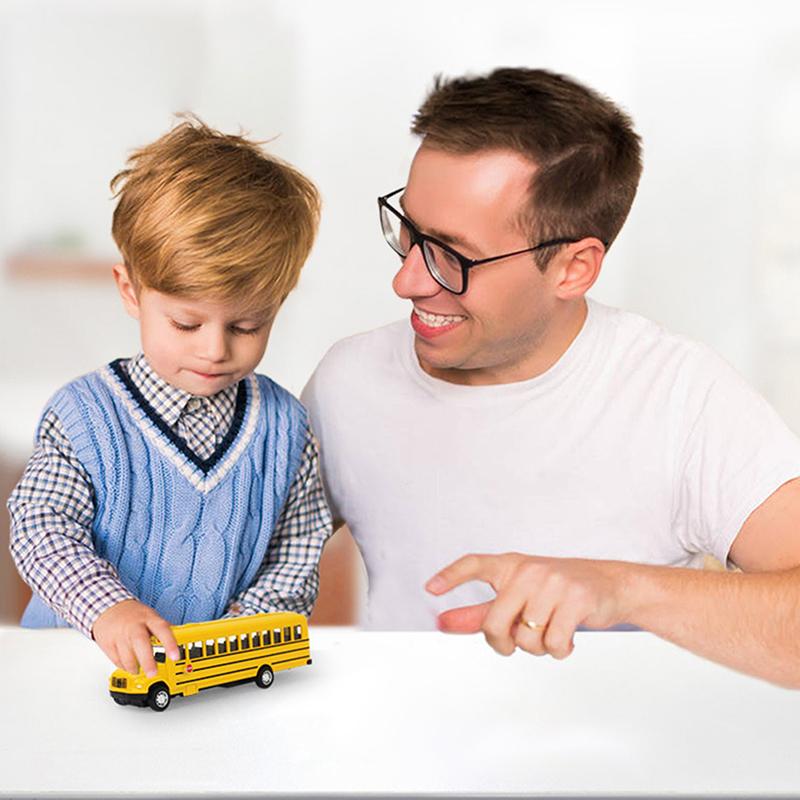 Alloy Inertial School Bus Model Car Model Pull Back Toys Vehicle Gifts Kids Boy Toys For Children Birthday