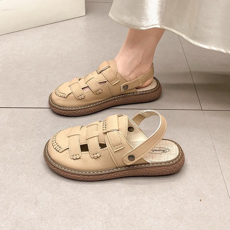 Baotou Sandals Women'S Summer Two Wear Thick-Soled Half-Slippers Flat-Soled Soft-Soled Versatile Casual And Comfortable Single Shoes