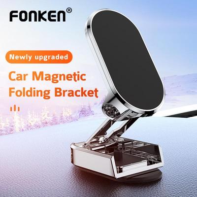 FONKEN Folding Magnetic Car Phone Holder Rotatable Mini Strip Shape Stand For Phone Metal Strong Magnet GPS Car Mount for iPhone 13