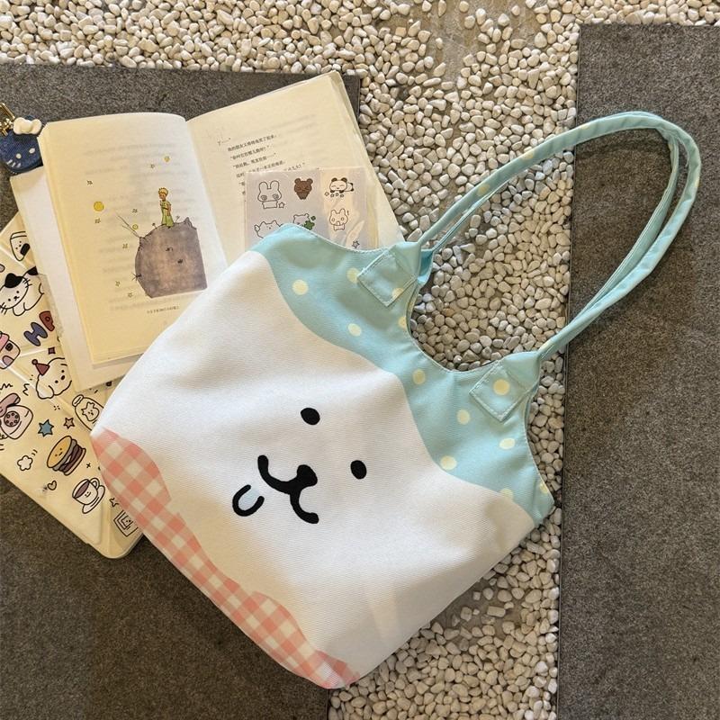 New cute large-capacity bag women's leisure shopping bag college student class canvas bag commuter shoulder handbag