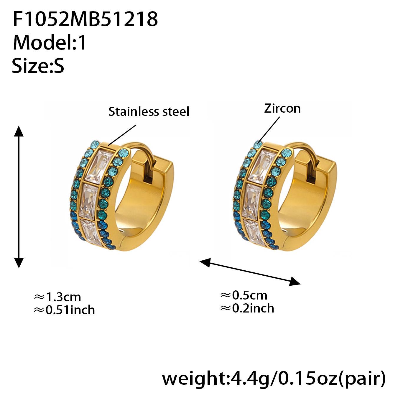 Versatile Rectangular Zirconia Diamond Earrings – Stainless Steel, Multiple Colors, Shiny European & American Light Luxury Accessory