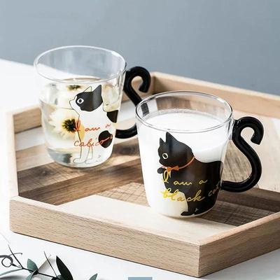 Kreative Katze Transparent Glas Tasse Milch Kaffeetasse Teetasse Cartoon Kitty Home Office Tasse Für Fruchtsaft