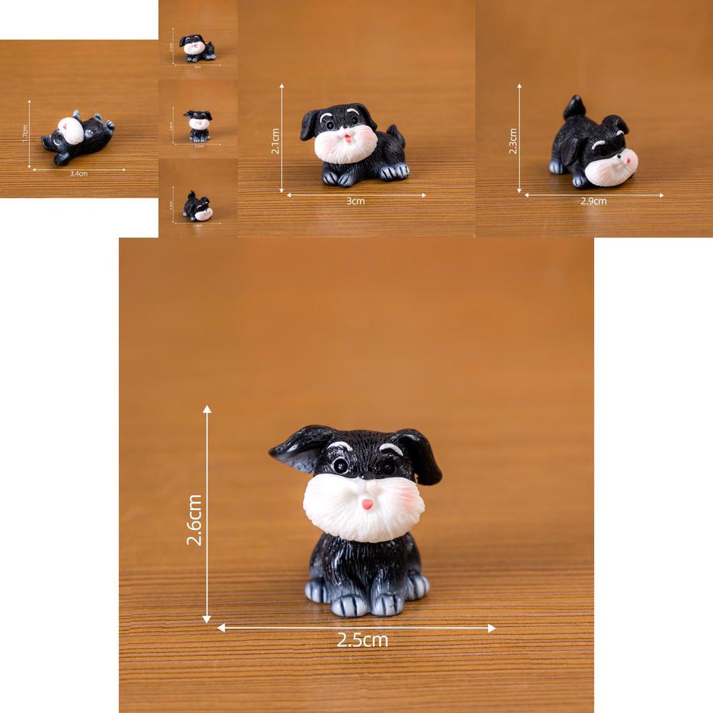 Adorable Schnauzer Resin Figurine Miniature Creative Diy Landscape Decoration