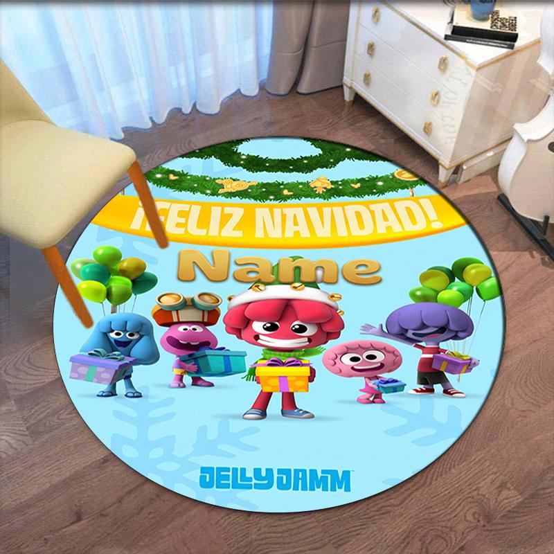 Custom Name Jelly Jamm Printed Round Rug Carpet Chair Rug Area Rug Entryway Doormats,for Office Chair Living Room Bedroom Kitchen Room.