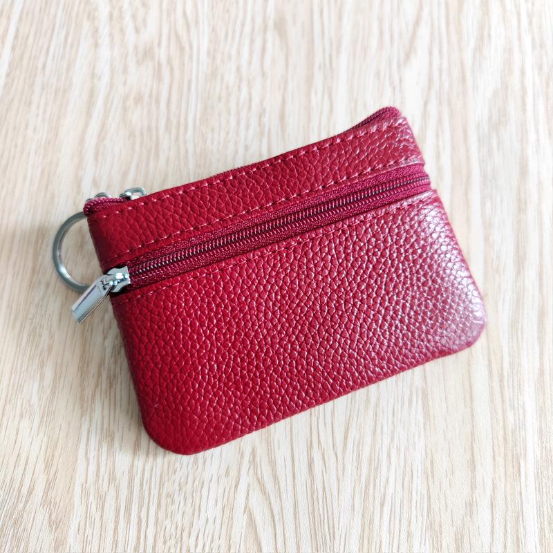 Genuine Leather Cowhide Card & Key Holder with Coin Purse - Compact and Portable