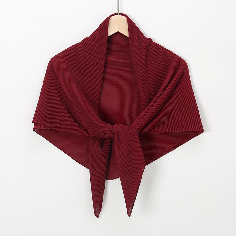 New hot-selling chiffon crumpled square scarf, solid color fashionable pleated shawl bag head multi-purpose yarn scarf