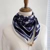 Women's 65" Silk Square Scarf with Magnetic Buckle – Autumn/Winter Print, Fashionable & Versatile Triangle Snood