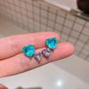 Jewelry Wind Simulation Paraiba, Heart-Shaped Set Stud Earrings 10 * 10 Pendant 20 * 20