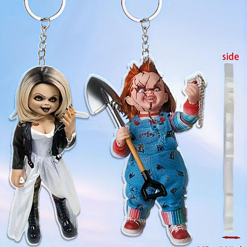 2pcsHorror Themes-2D Acrylic Keychain, Car Keychain,Gift for Horror Enthusiasts, Halloween and Christmas Gifts,Horror Keychain