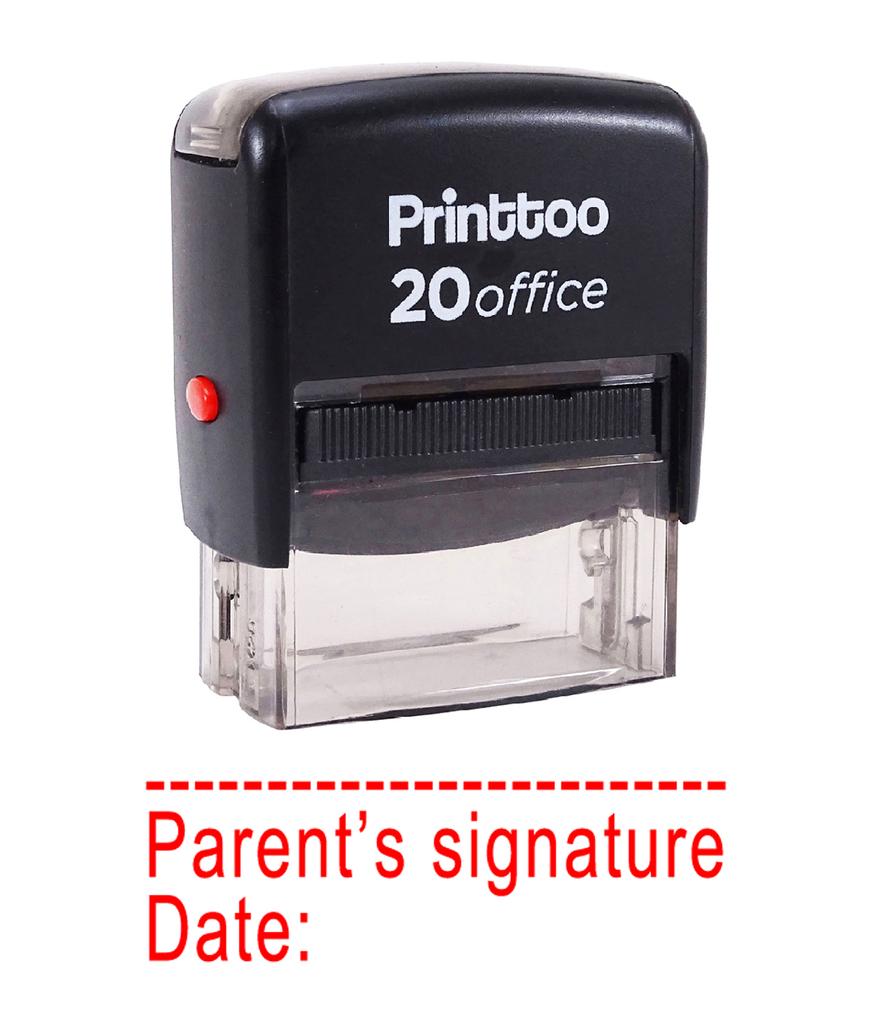 Printtoo PARENT'S SIGNATURE WITH DATE Self Inking Rubber Stamp Office Stationary Custom