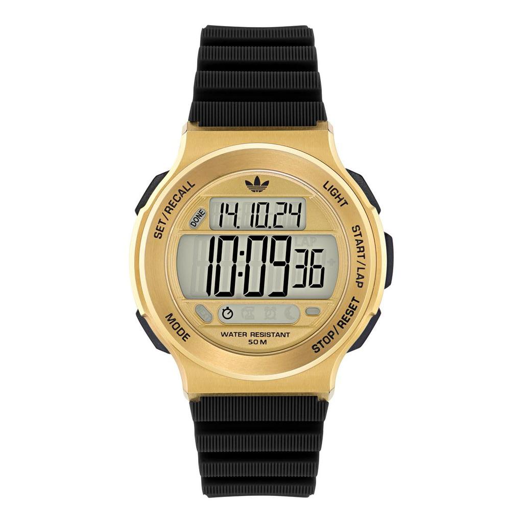 adidas Originals Watch Unisex Adidas Expression Three Quartz 10 ATM Water Mineral Yellow Gold Stainless Steel Watch, AOFH25506, Movement, Resistance,