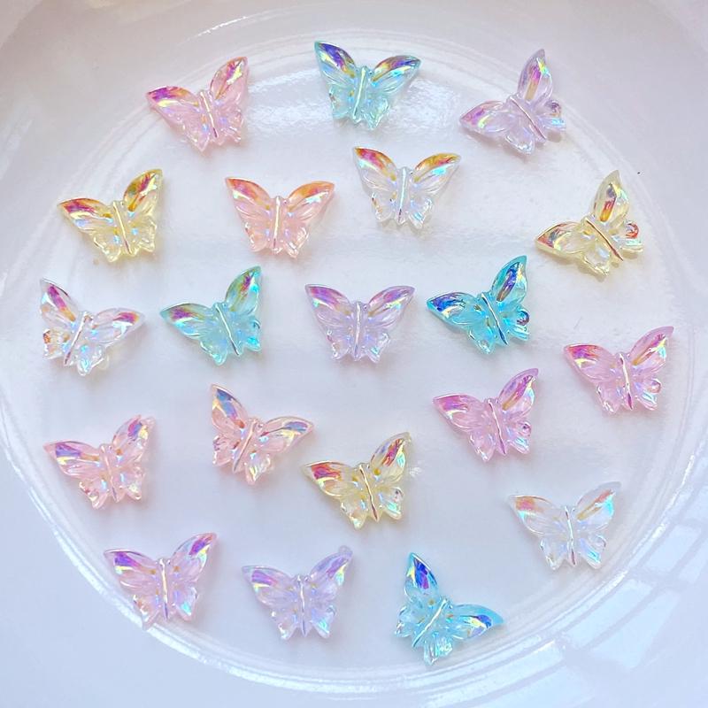 100Pcs New Cute 7*10mm Resin Mini Plated Butterfly Flat Back Cabochon Scrapbook Kawaii DIY Embellishments Accessories