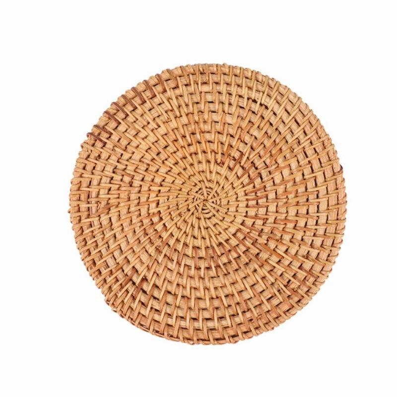 Gewebtes Rattan Teeuntersetzer Rund Naturrattan Tassenuntersetzer Handgewebt Hitzebeständige Tischsets Tischunterlage Küche