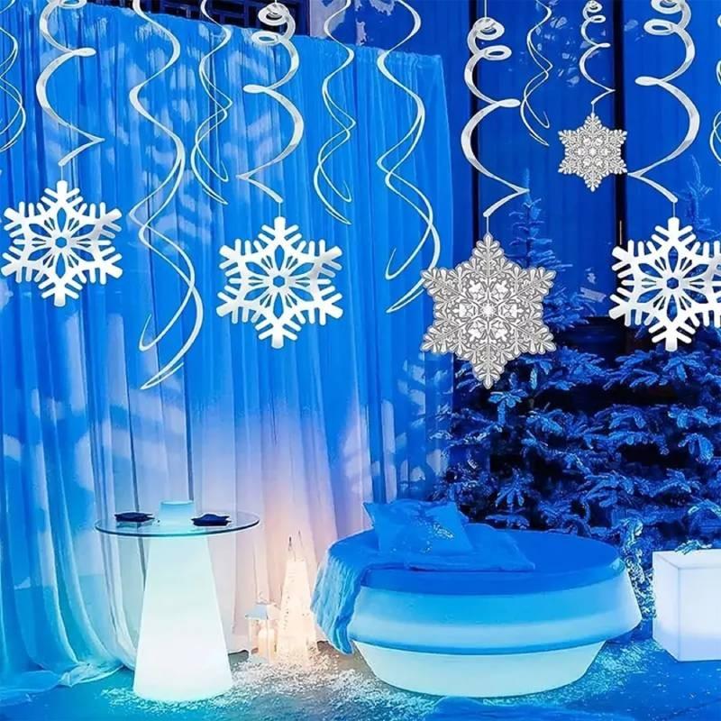 Charming Christmas Snowflake Hanging Decorations With Spiral Design For Festive Displays