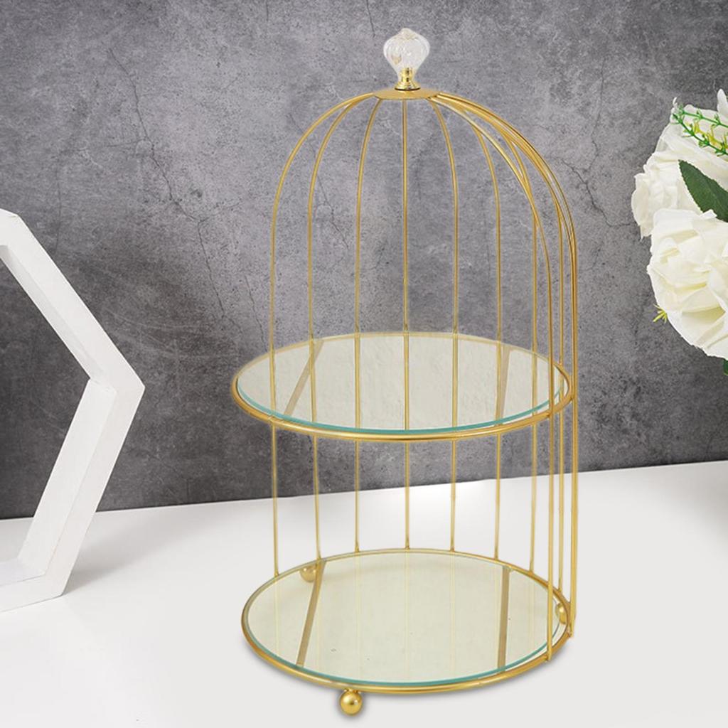 Golden Jewelry Holder Cupcake Stand Makeup Organiser Women , Double Layer, Others