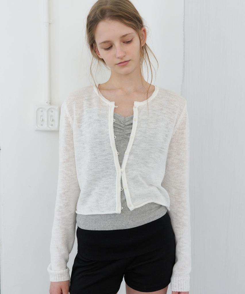 LETTERA Cotton Loop Detail Cardigan