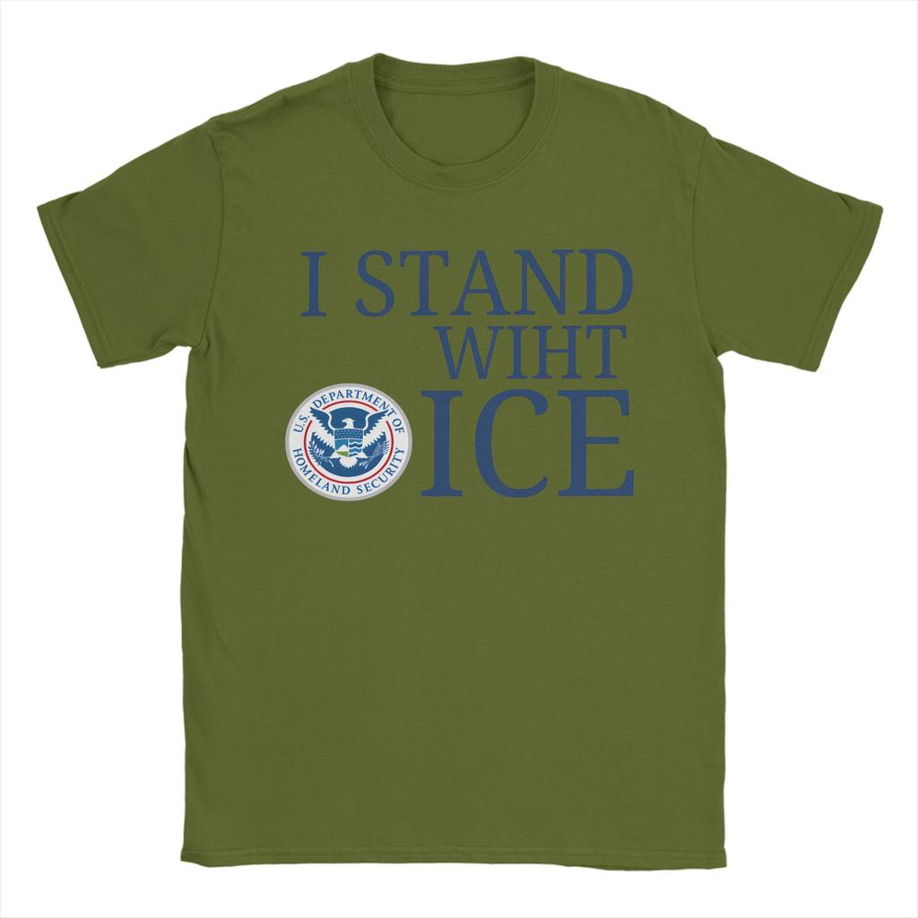 Unisex I Stand With Ice United States Immigration and Customs EnforceUnisext T Shirt Cotton Clothes Short Sleeve Tees Summer TShirts