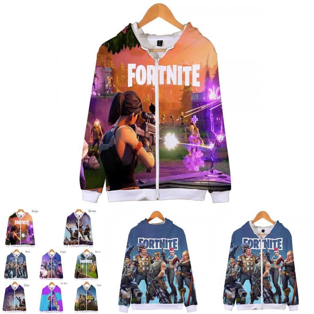 Fortnite Hoodie 3d Print Zipper Sweatshirts Battle Royal Cosplay Costume
