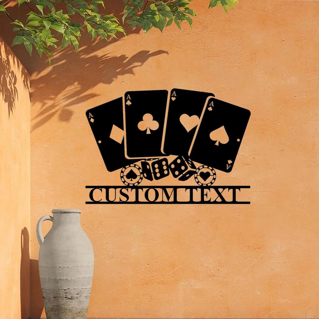 Metal Wall Art Poker Player Gift Casino Decor Playing Card Sign Man Cave Game Room
