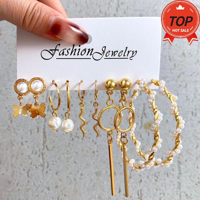 

IF ME модные серьги золотого цвета с геометрическим жемчугом-бабочкой, набор серег для женщин, винтажные круглые висячие серьги в форме змеиного сердца, комплект ювелирных изделий Brincos, подарок