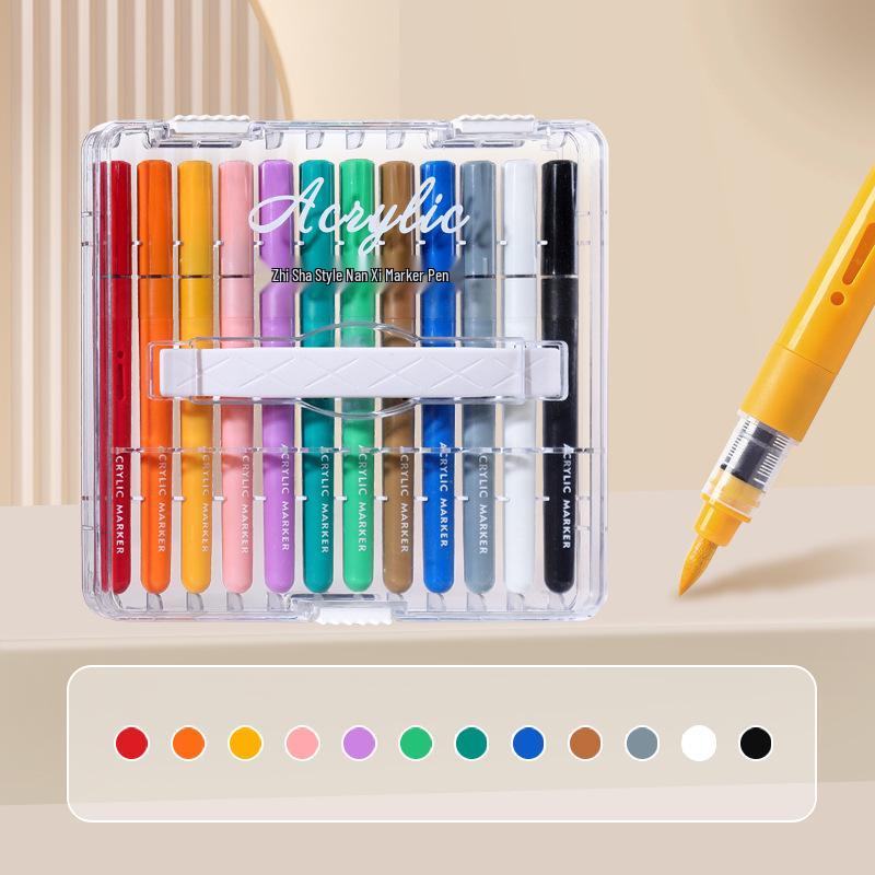 

Non-toxic Washable Liquid Ink Acrylic Markers for Children - Brush Pen Set Smart Ink Control/New Upgraded Fiber Tip
