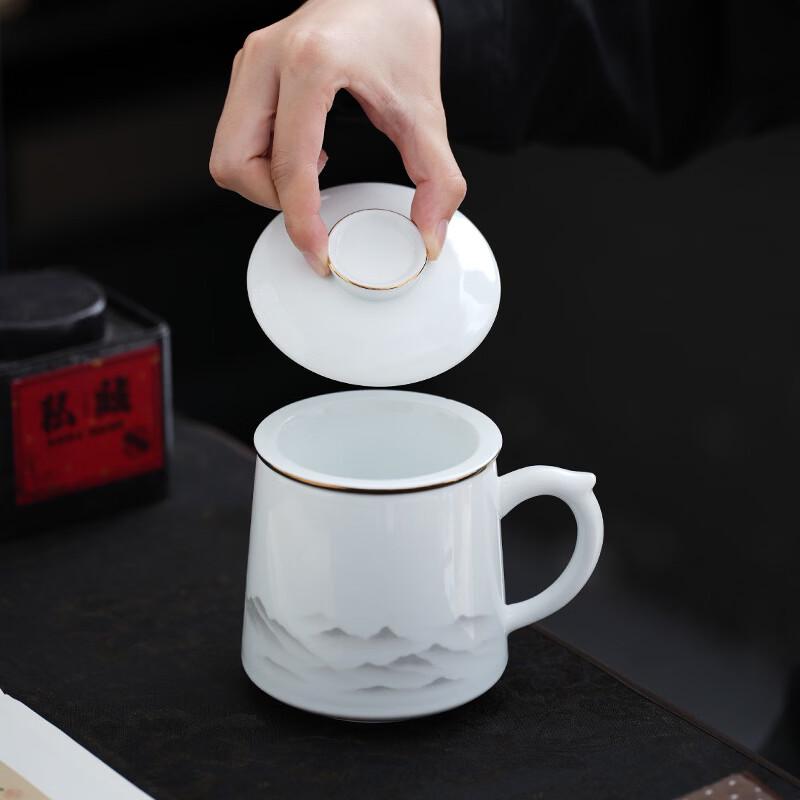 Zhuijia Mutton Fat Jade Porcelain Tea Infuser Mug