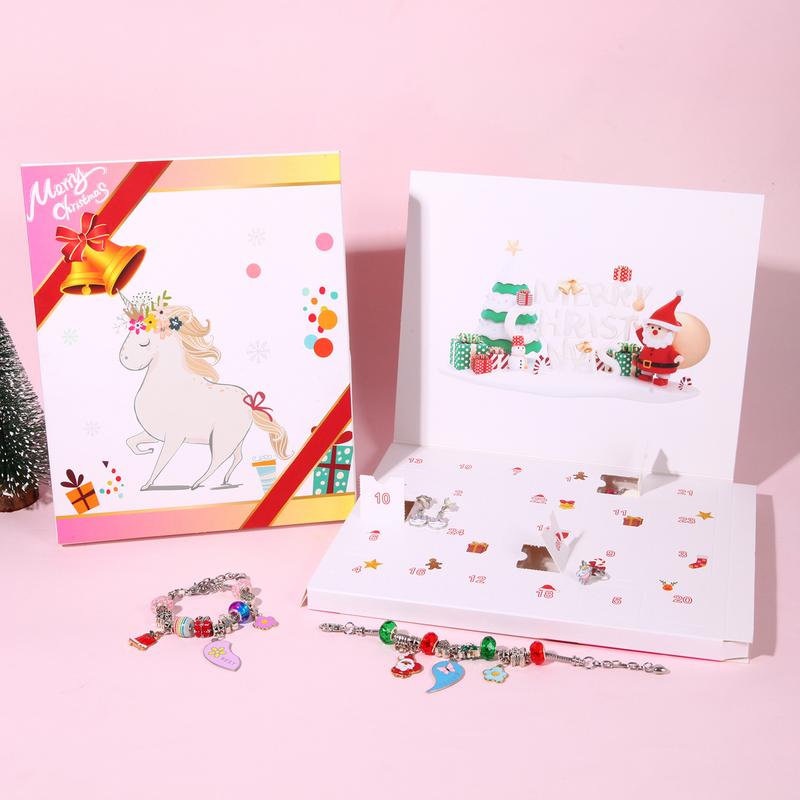 Unicorns Christmas Countdown Calendar Blind Box Set Countdown Calendar Advent Christmas CharmsBracelet Set Christmas Child Gift