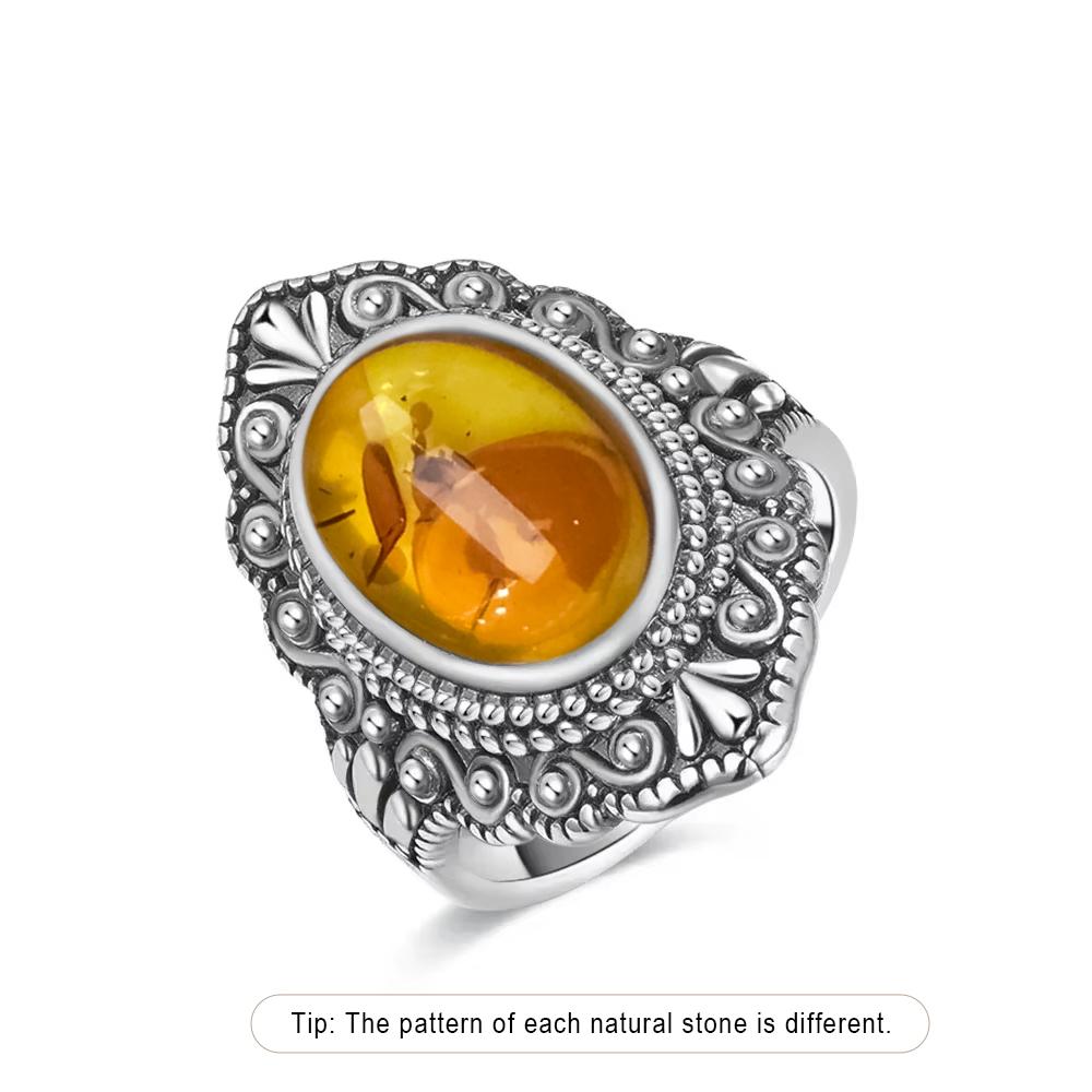 Vintage Silberring Oval Natürlicher Labradorit Ringe Fingerring Retro Schwarzer Onyx Feiner Schmuck Party Für Frauen Männer