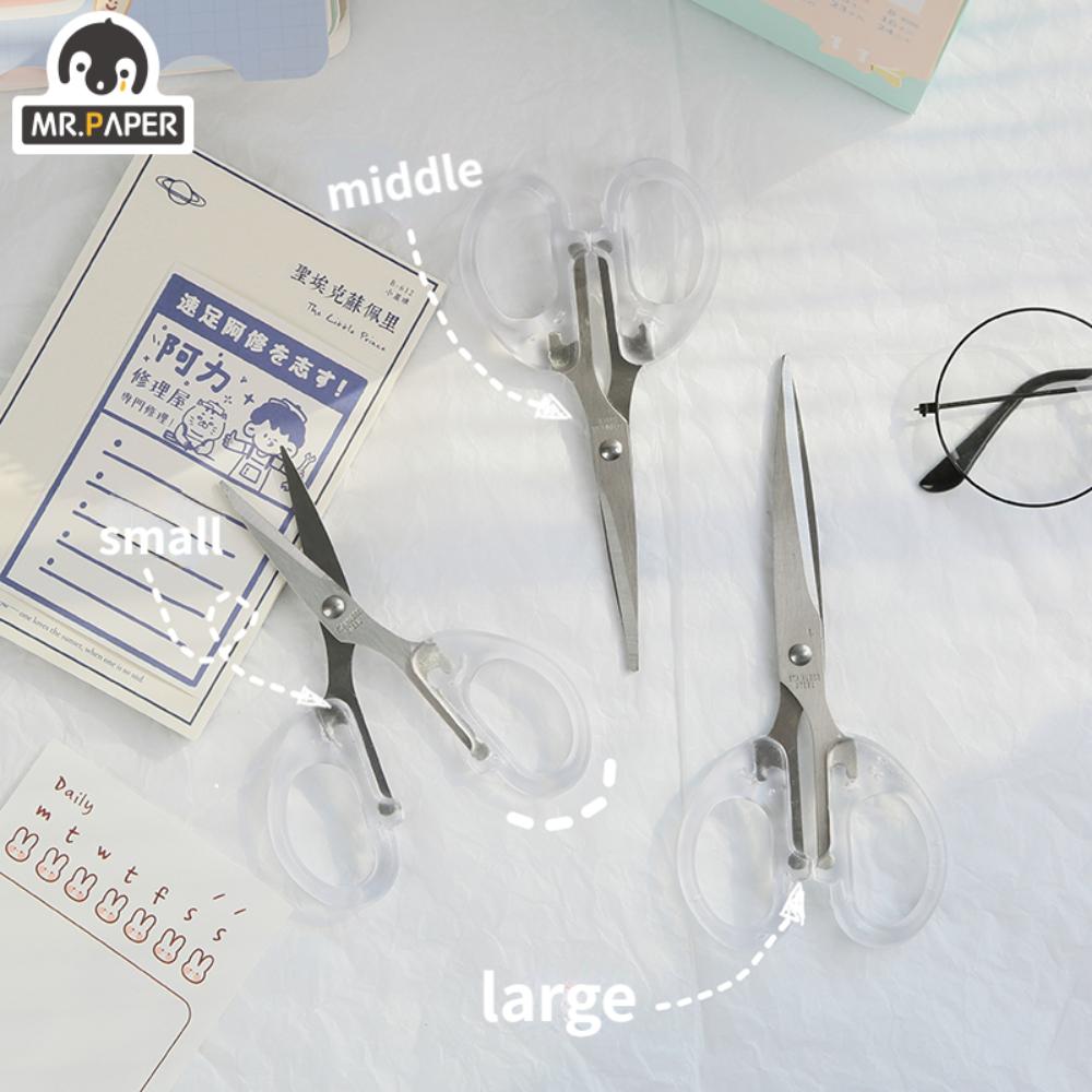 Mr. Paper 3 Style Ins Style Transparent Scissors Creative Good-looking Student Desk Supplies Multi-purpose Scissors Stationery