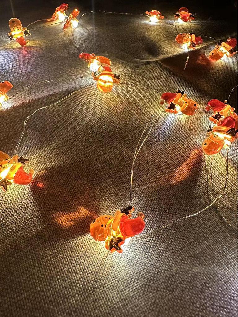 Christmas LED Lights: Santa, Snowman, Reindeer, Black Hat, Candy Cane, Gift Box, Bells with Copper Wire Fasteners