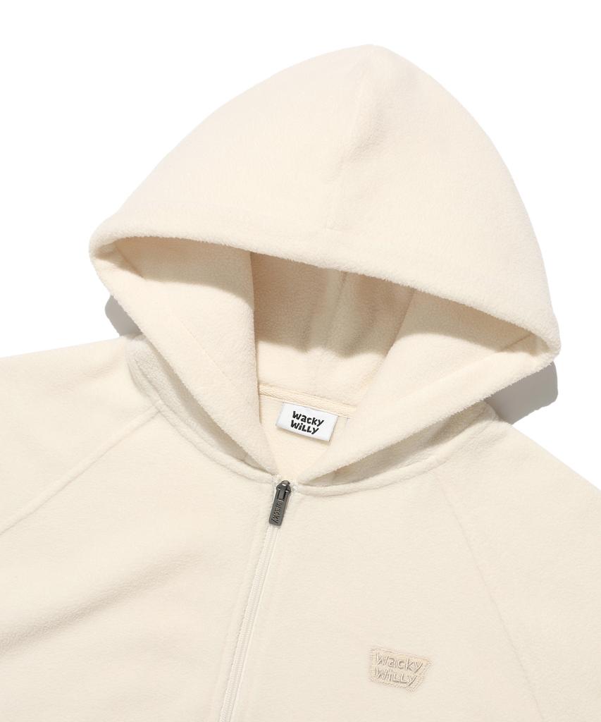 Fleece Hooded Half-Zip In Cream