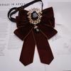 Retro Polyester Bowtie velvet Adjustable Collar Flower Diamond Collar Pins Women