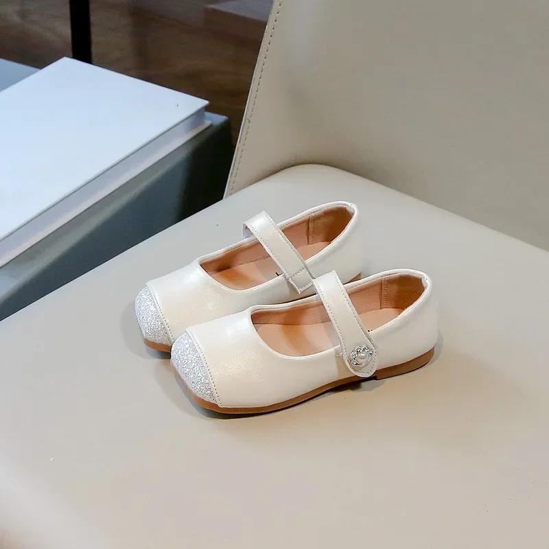 

Туфли на плоской подошве для маленьких девочек в корейском стиле, новые детские кожаные туфли в стиле пэчворк, модные повседневные детские туфли принцессы для свадебной вечеринки 23 бежевый