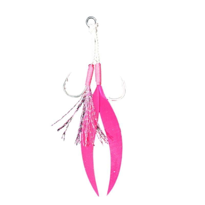 Double Fishing Assist Hook for Vertical Jigging Lures, 10Pcs Jigging Hook Slow Falling Jigs Fishing Hook Replacements