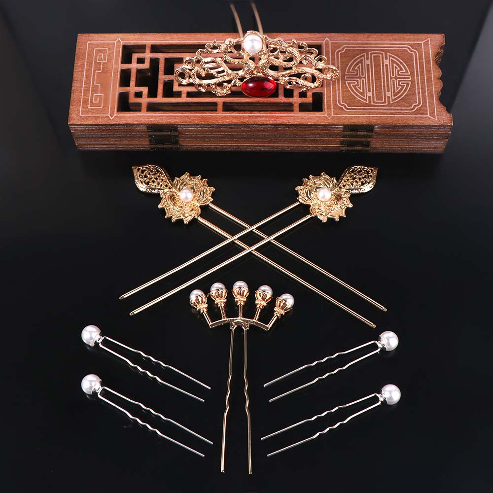 Luxury Chinese Style Hairpin Set Handmade Women Hair Jewelry Vintage Hanfu Hair Stick Set  Headwear
